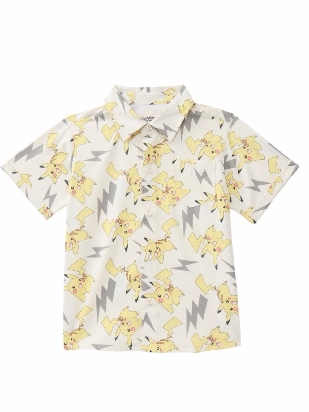 Pikachu Short Sleeve Polo Shirt for Kids - Yellow/Gray